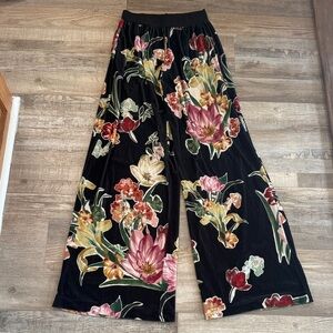 Vivian Shyu Floral Black Wide-Leg Pants size M/L